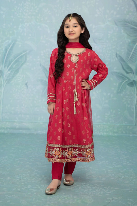 Maria B | 3 Piece Embroidered Suit | MKD-EF23-31R1 by Maria Faisal - Registered Vendor of : Maria B - type : Kids Clothes - 100% original wedding dresses