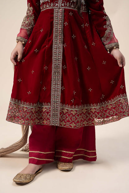 Maria B | 3 Piece Embroidered Velvet Suit | MKS-W24-40 by Maria Faisal - Registered Vendor of : Maria B - type : Kids Clothes - 100% original wedding dresses