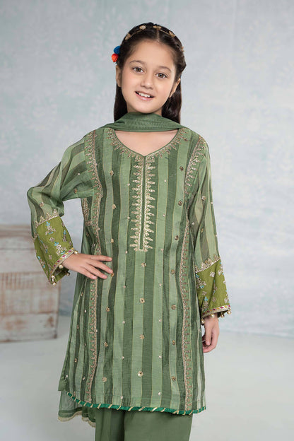 Maria B | 3 Piece Embroidered Yarn Dyed Suit | MKD-EF24-03 by Maria Faisal - Registered Vendor of : Maria B - type : Kids Clothes - 100% original wedding dresses