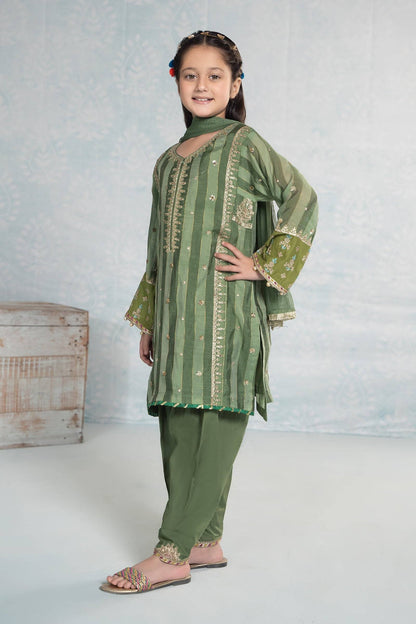 Maria B | 3 Piece Embroidered Yarn Dyed Suit | MKD-EF24-03 by Maria Faisal - Registered Vendor of : Maria B - type : Kids Clothes - 100% original wedding dresses