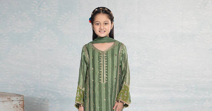 Maria B | 3 Piece Embroidered Yarn Dyed Suit | MKD-EF24-03 by Maria Faisal - Registered Vendor of : Maria B - type : Kids Clothes - 100% original wedding dresses