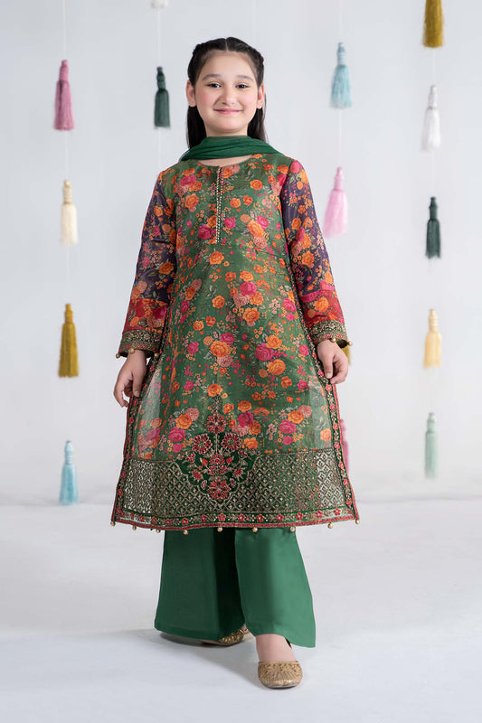 Maria B | 3 Piece Printed Cotton Masoori Suit | MKD-EA24-04 by Maria Faisal - Registered Vendor of : Maria B - type : Kids Clothes - 100% original wedding dresses