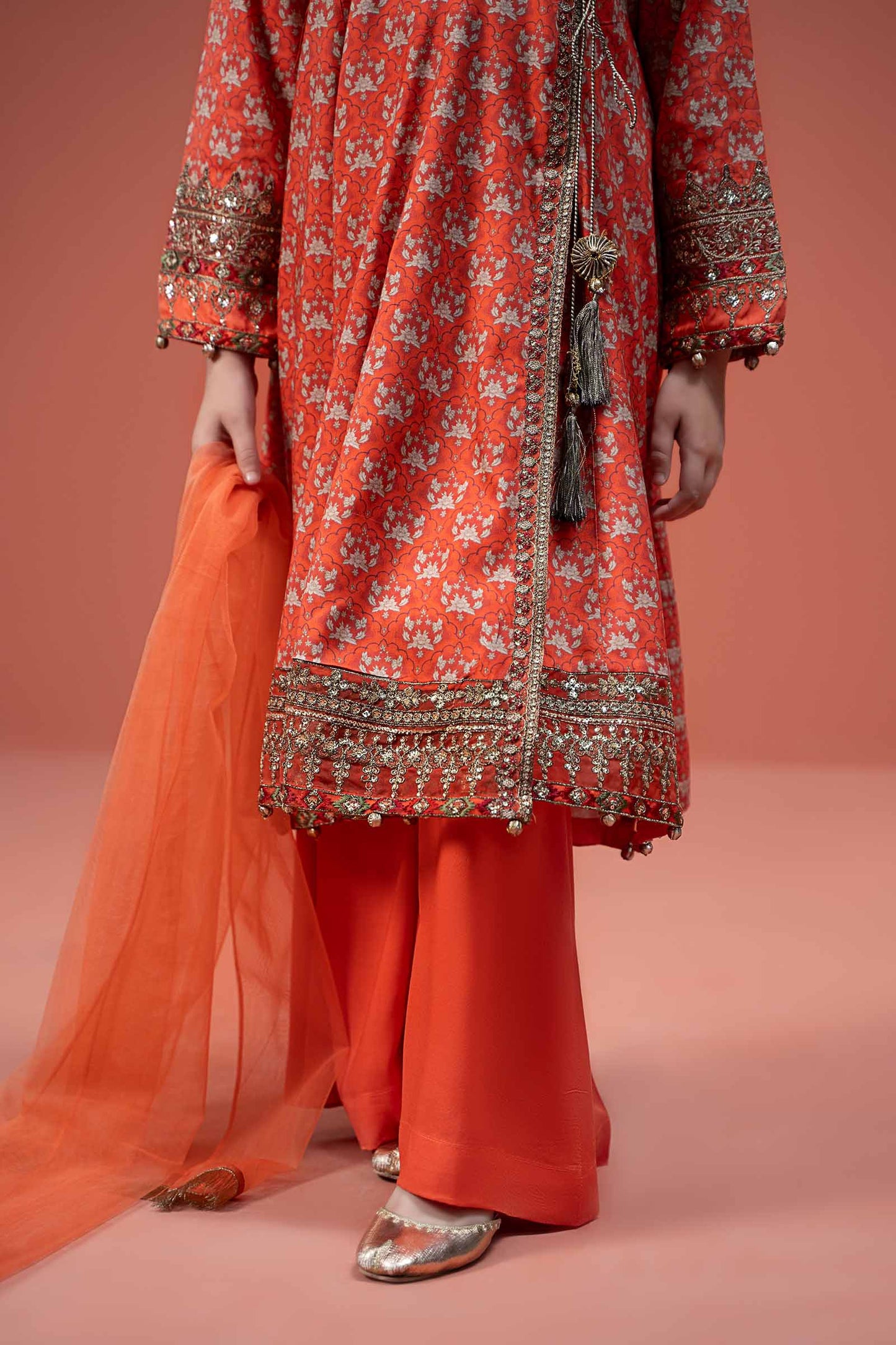 Maria B | 3 Piece Printed Linen Suit | MKD-W24-16 by Maria Faisal - Registered Vendor of : Maria B - type : Kids Clothes - 100% original wedding dresses