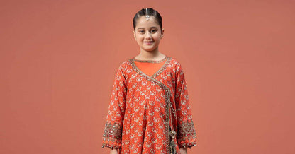 Maria B | 3 Piece Printed Linen Suit | MKD-W24-16 by Maria Faisal - Registered Vendor of : Maria B - type : Kids Clothes - 100% original wedding dresses
