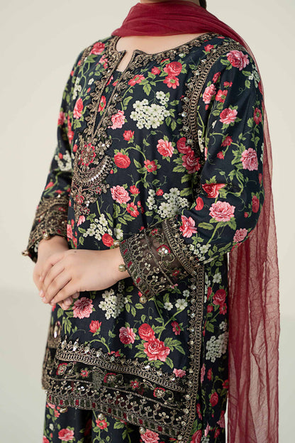 Maria B | 3 Piece Printed Linen Suit | MKD-W24-19 by Maria Faisal - Registered Vendor of : Maria B - type : Kids Clothes - 100% original wedding dresses