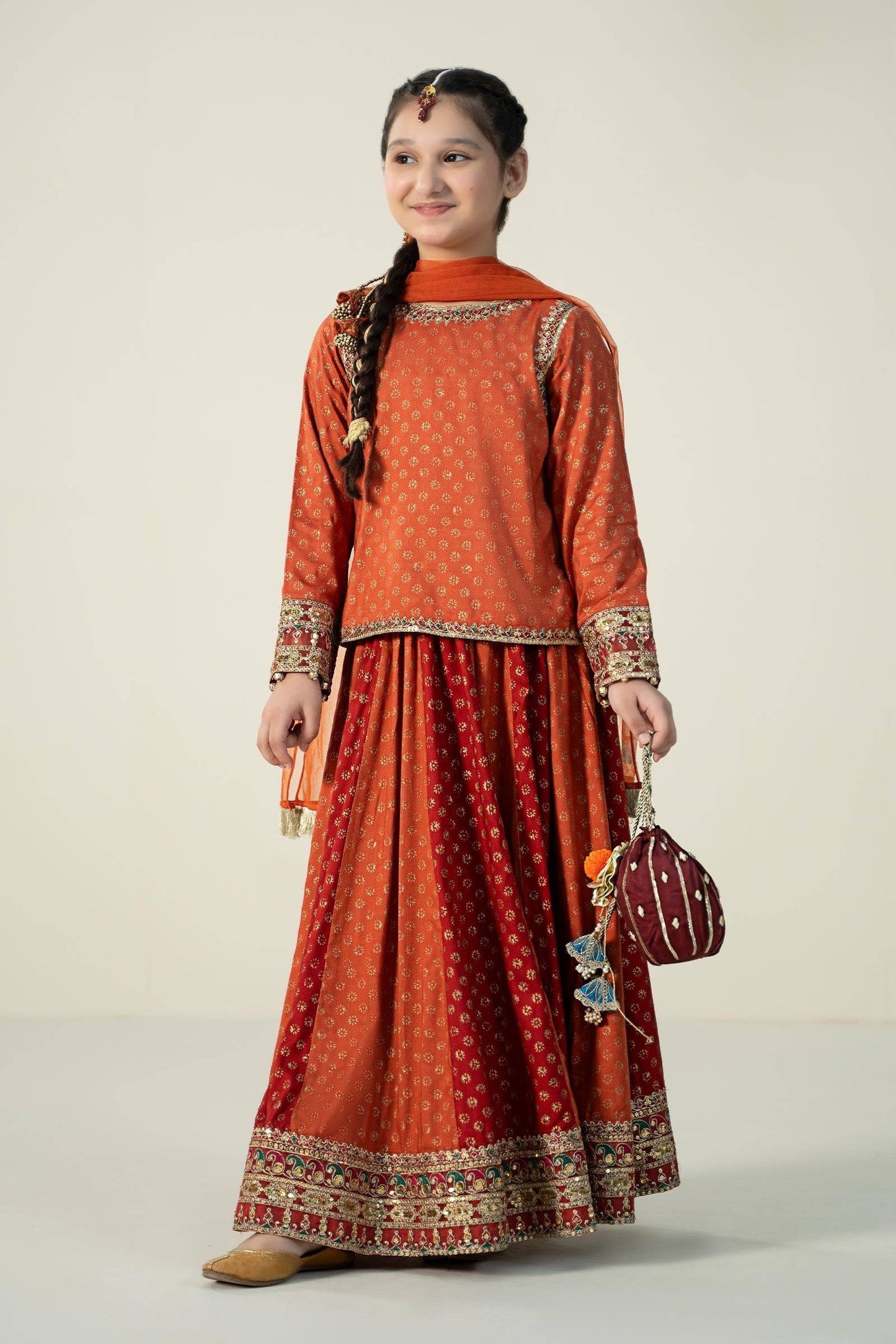 Maria B | 3 Piece Printed Linen Suit | MKD-W24-20 by Maria Faisal - Registered Vendor of : Maria B - type : Kids Clothes - 100% original wedding dresses