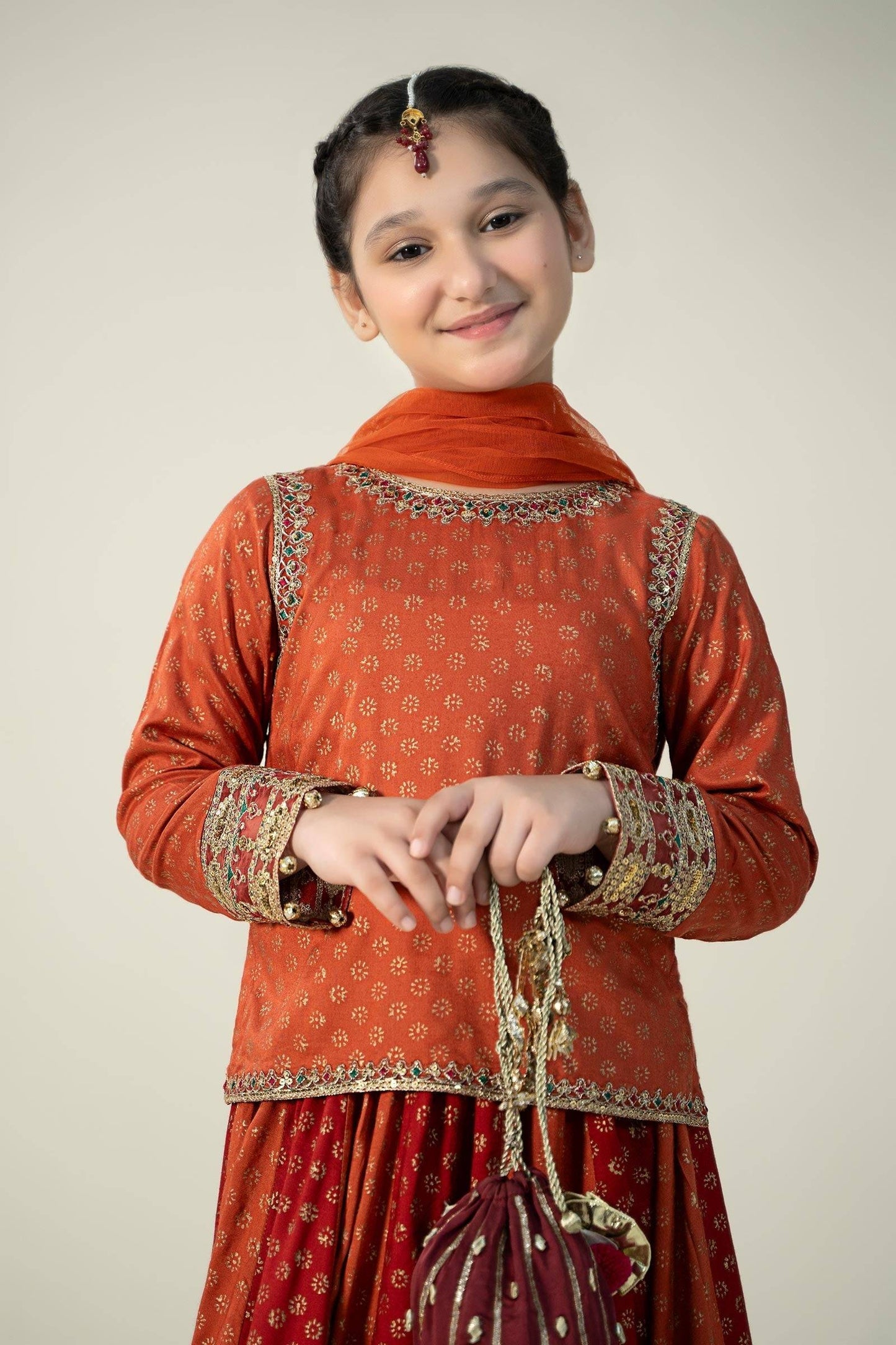 Maria B | 3 Piece Printed Linen Suit | MKD-W24-20 by Maria Faisal - Registered Vendor of : Maria B - type : Kids Clothes - 100% original wedding dresses