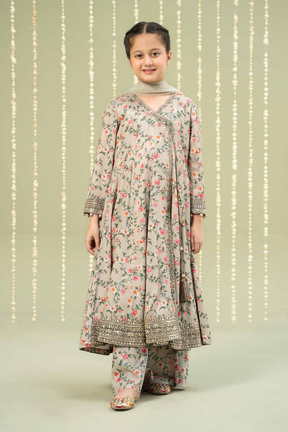Maria B | 3 Piece Printed Linen Suit | MKD-W24-26 by Maria Faisal - Registered Vendor of : Maria B - type : Kids Clothes - 100% original wedding dresses