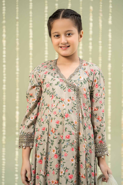 Maria B | 3 Piece Printed Linen Suit | MKD-W24-26 by Maria Faisal - Registered Vendor of : Maria B - type : Kids Clothes - 100% original wedding dresses