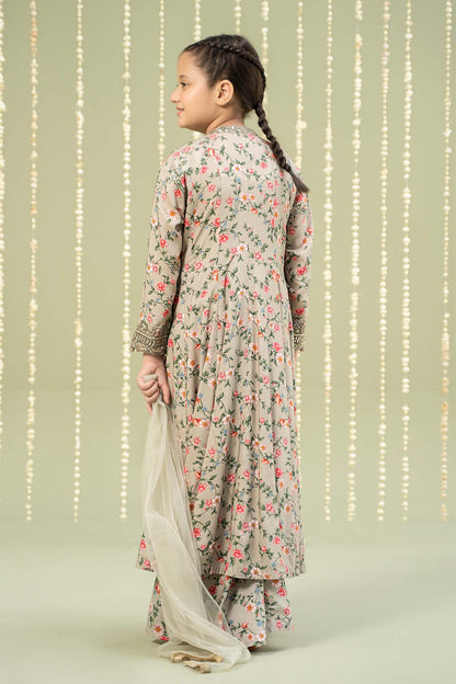 Maria B | 3 Piece Printed Linen Suit | MKD-W24-26 by Maria Faisal - Registered Vendor of : Maria B - type : Kids Clothes - 100% original wedding dresses