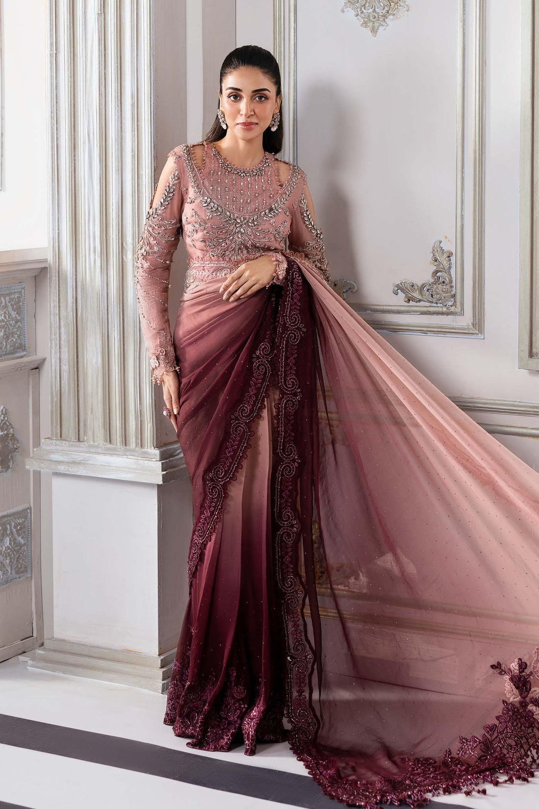 Maria B Mbroidered 2025 BD-3001 Ash Pink dress - Maria Faisal 