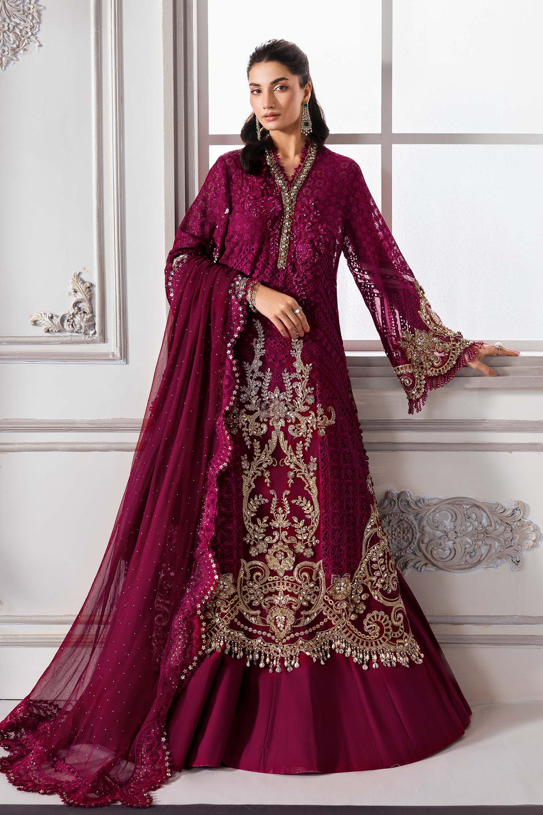 Maria B Mbroidered 2025 BD-3003 Magenta dress - Maria Faisal 