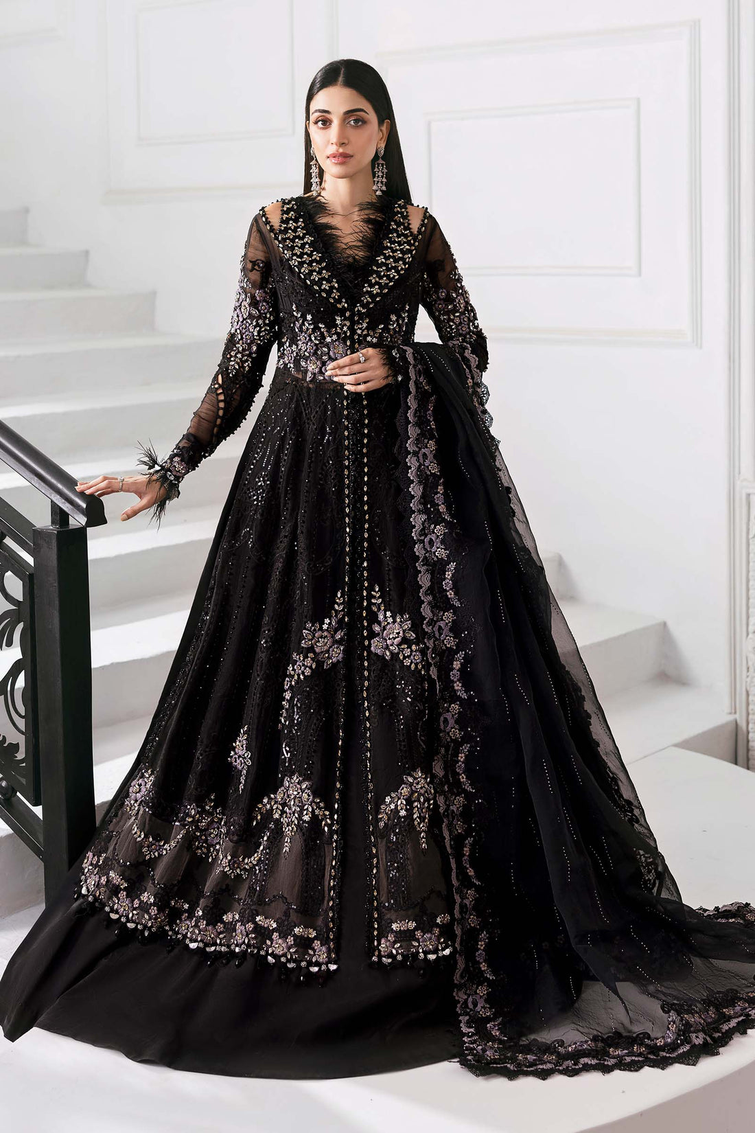 Maria B Mbroidered 2025 BD-3004 Black dress - Maria Faisal 