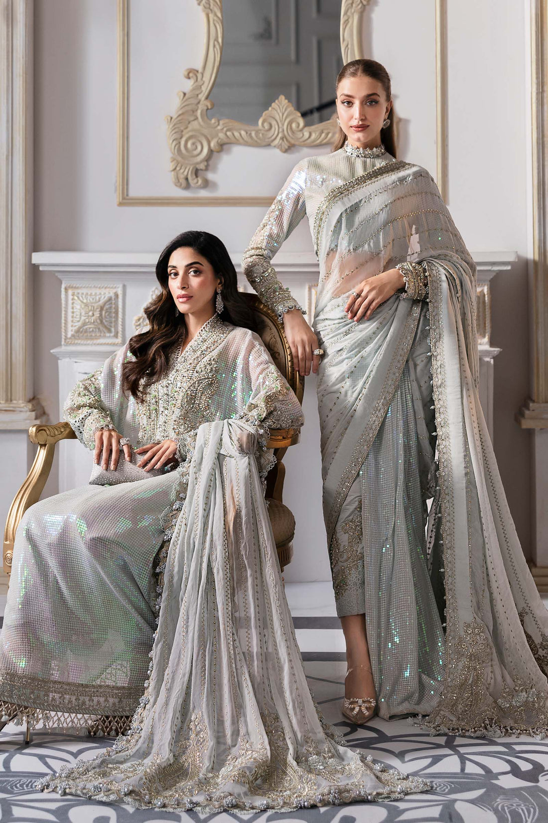 Maria B Mbroidered 2025 BD-3005 Ice Blue dress - Maria Faisal 