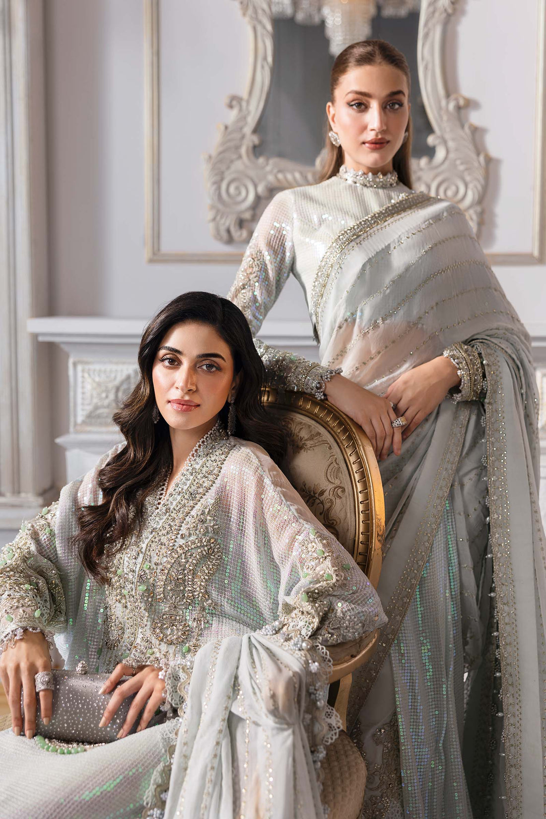 Maria B Mbroidered 2025 BD-3005 Ice Blue dress - Maria Faisal 