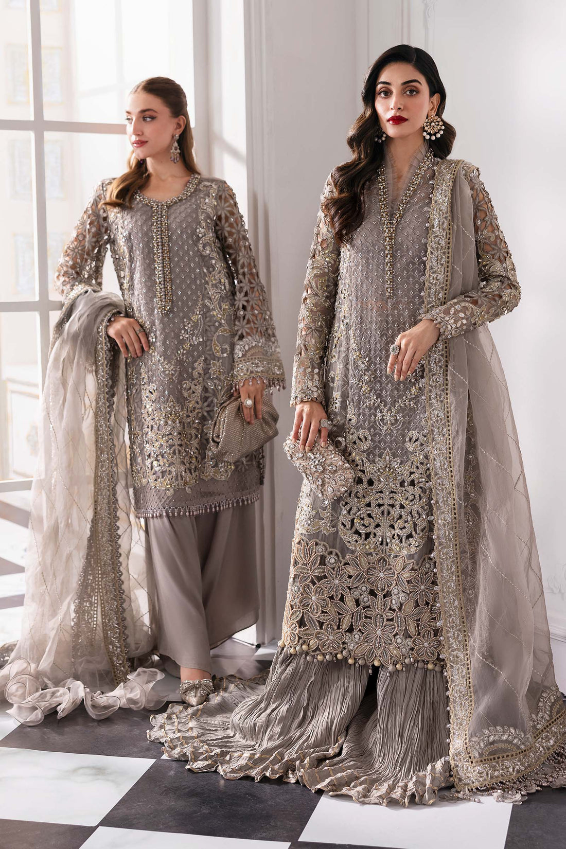 Maria B Mbroidered 2025 BD-3006 Gray dress - Maria Faisal 