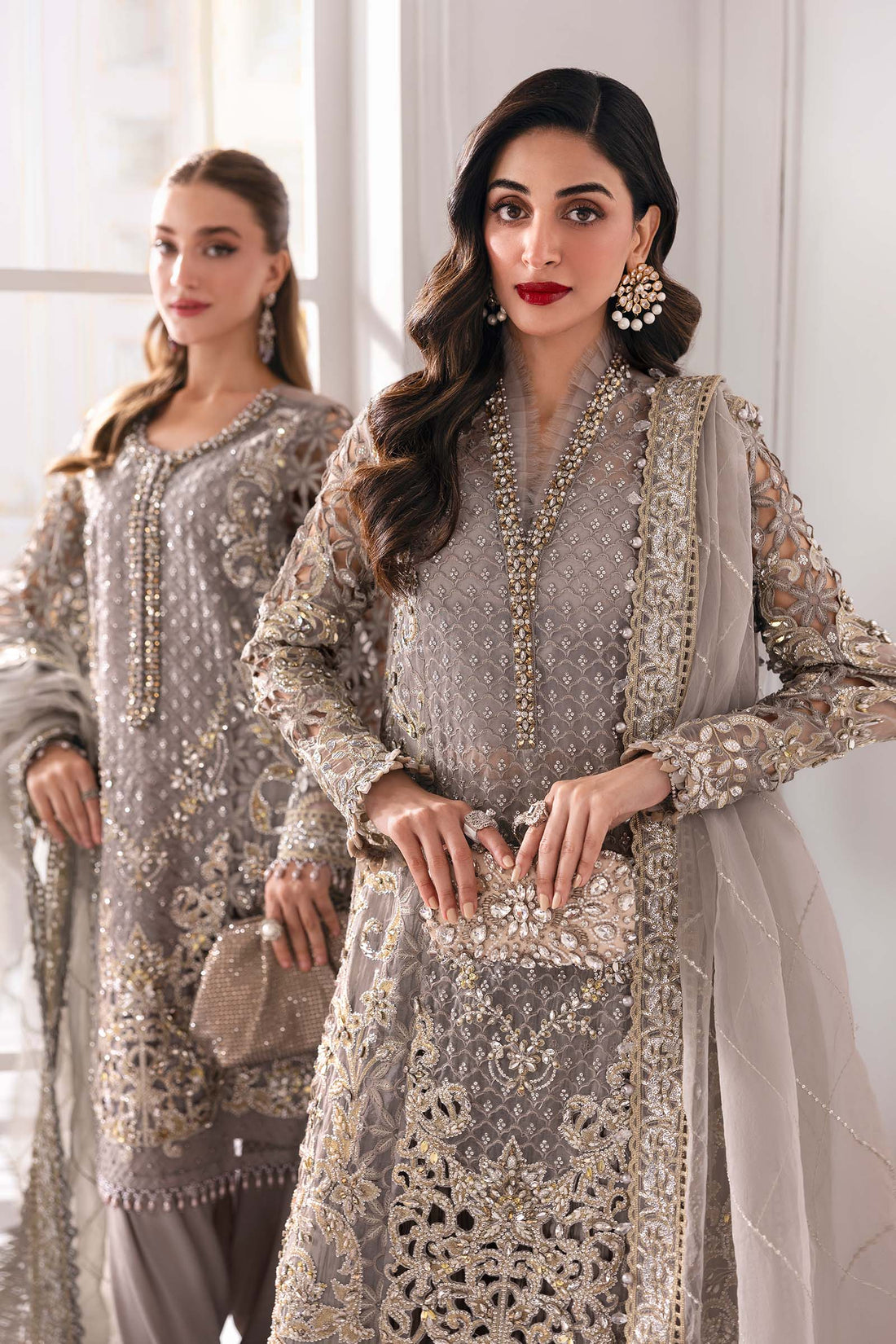 Maria B Mbroidered 2025 BD-3006 Gray dress - Maria Faisal 