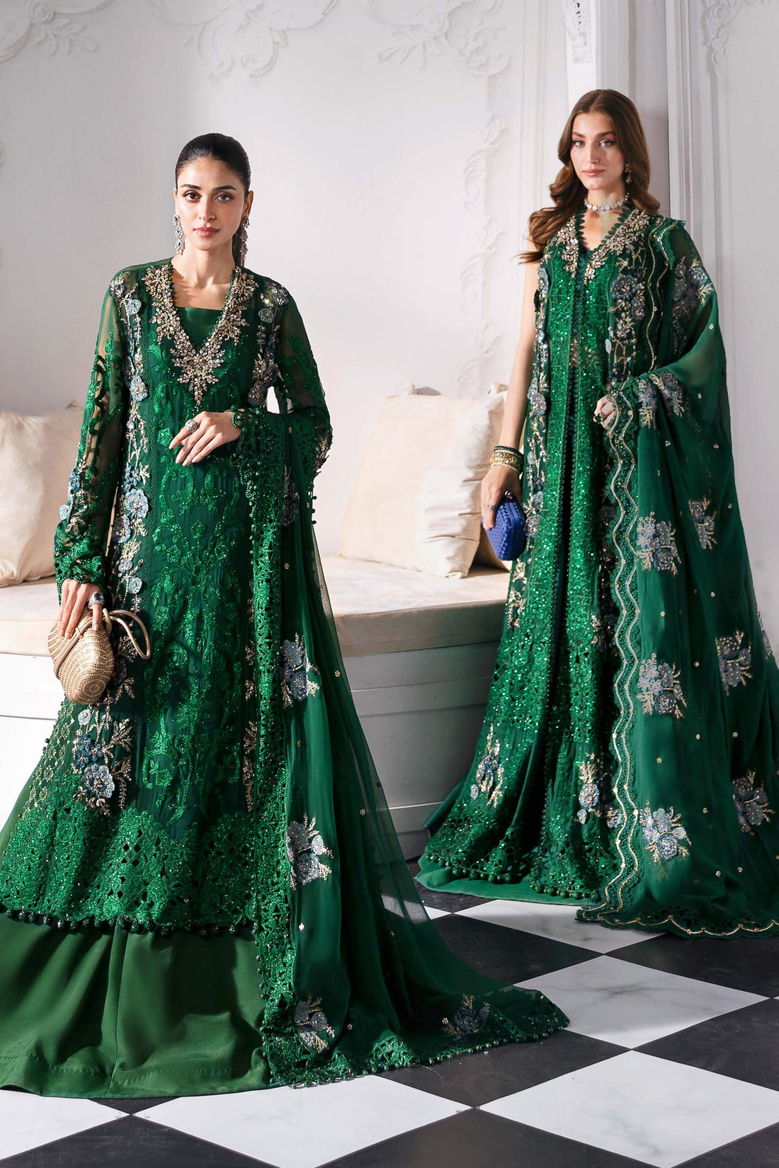 Maria B Mbroidered 2025 BD-3008 Emerald Green dress - Maria Faisal 