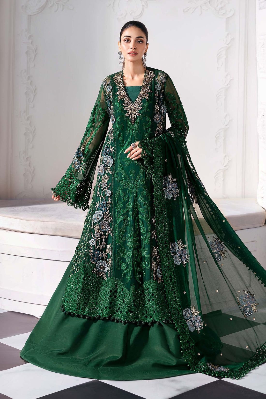 Maria B Mbroidered 2025 BD-3008 Emerald Green dress - Maria Faisal 