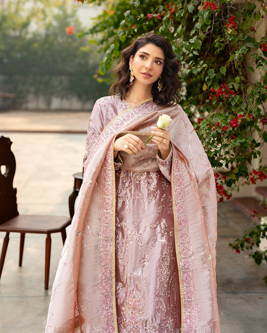 Mushq | Sunehri Lama Silk | Marium - Formal Dress - available at Maria Faisal in UK and USA.