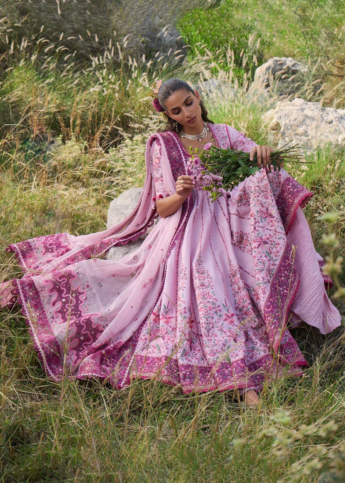 Hussain Rehar | Jinan 26 | Marjan - Luxury Dress - available at Maria Faisal in UK and USA.