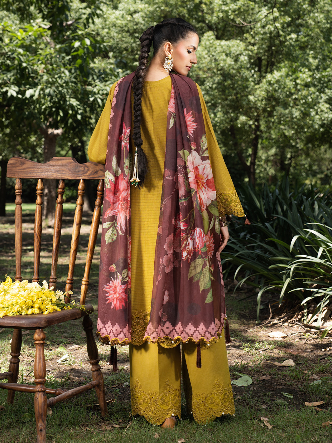 Hemstitch | The Garden Lawn | Matcha - Ladies Clothes - Maria Faisal