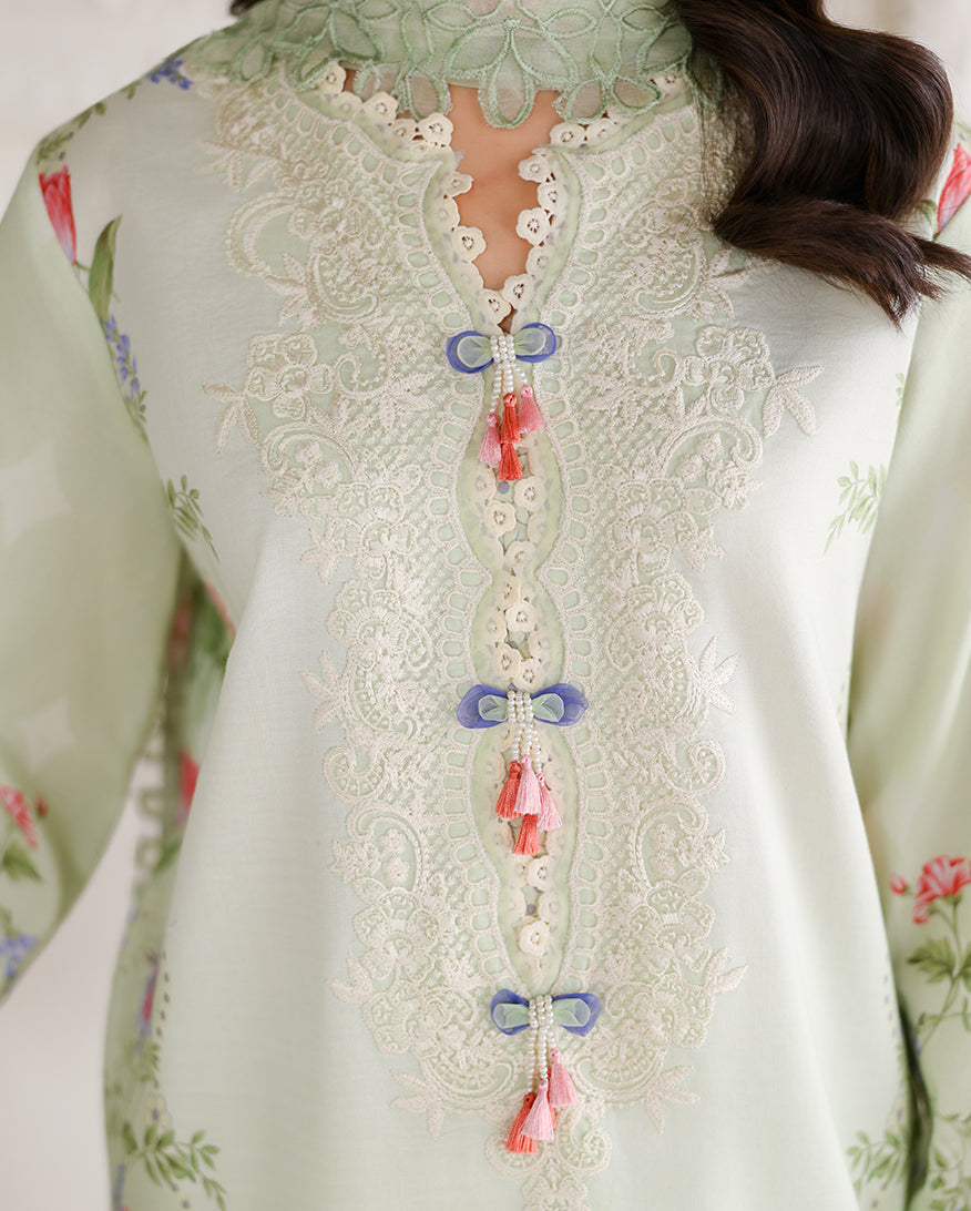 Roheenaz | Sunlit Tales Printed Embroidered Edit | Meadow Glow - Luxury Dress - available at Maria Faisal in UK and USA.