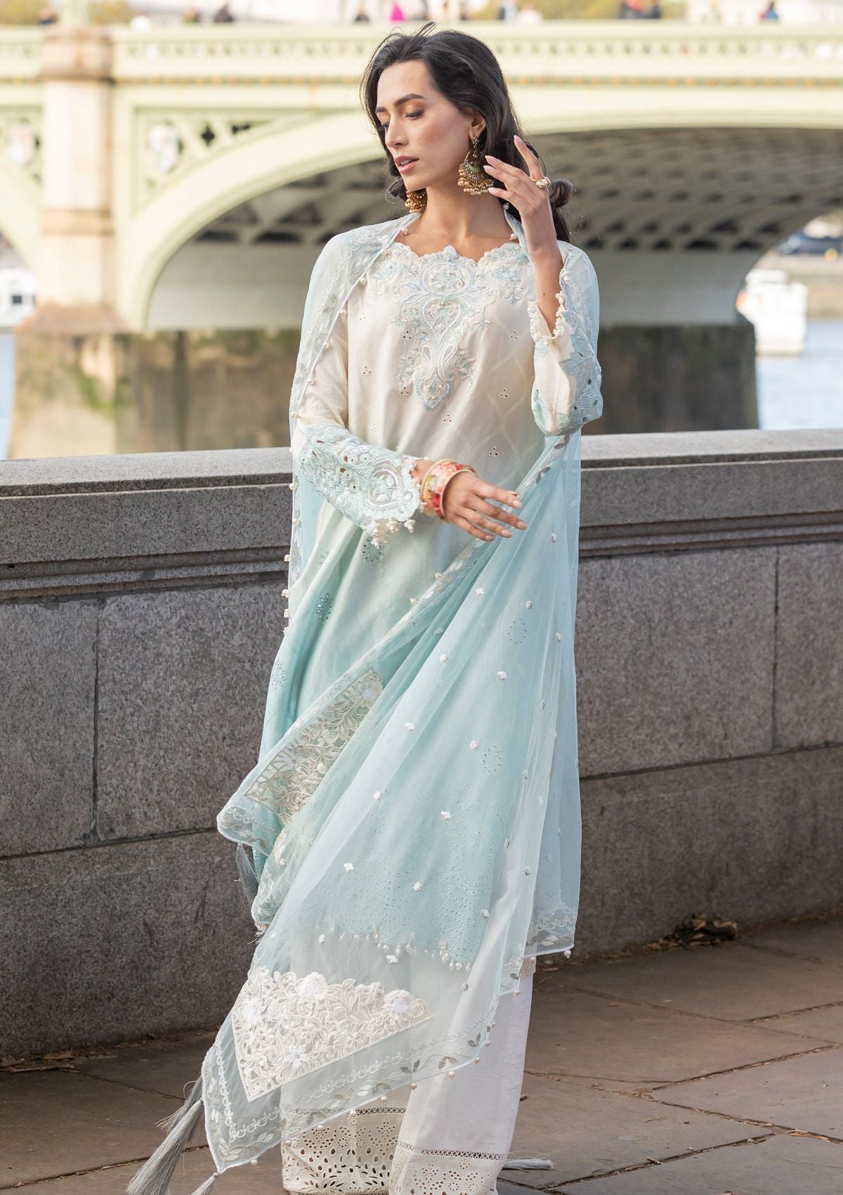 Meem | Luxury Eid Lawn 24 | MD-07 BLUE - Ladies Clothes 