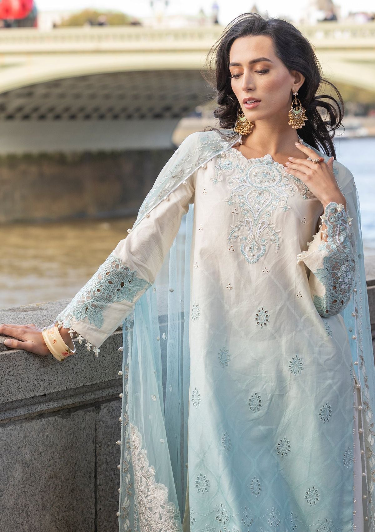 Meem | Luxury Eid Lawn 24 | MD-07 BLUE - Ladies Clothes 