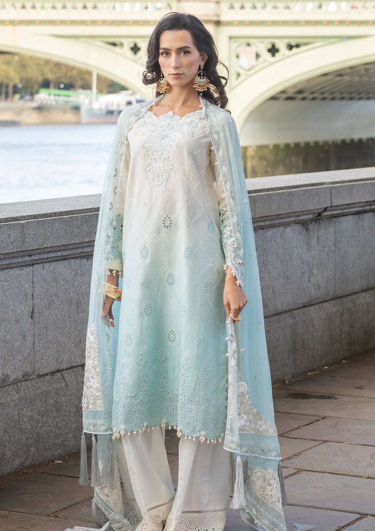 Meem | Luxury Eid Lawn 24 | MD-07 BLUE - Ladies Clothes 