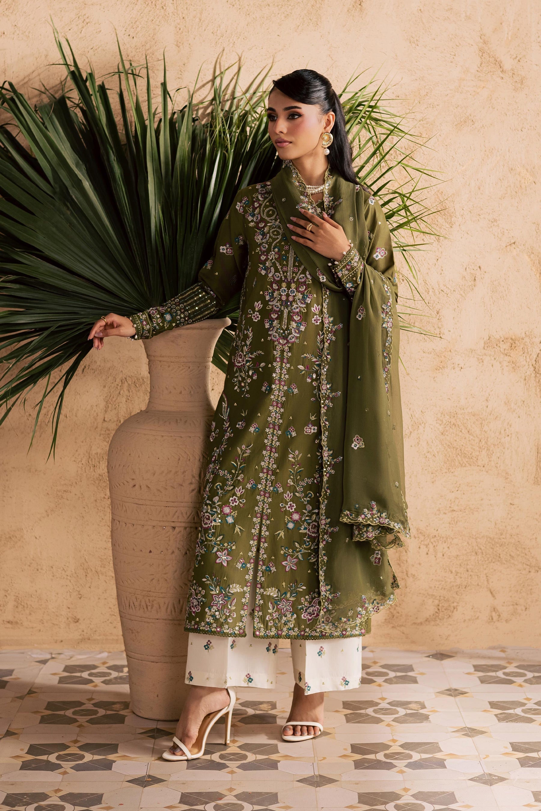 Batik | Festive Eid 26 | Meshal - Luxury Dress - available at Maria Faisal in UK and USA.