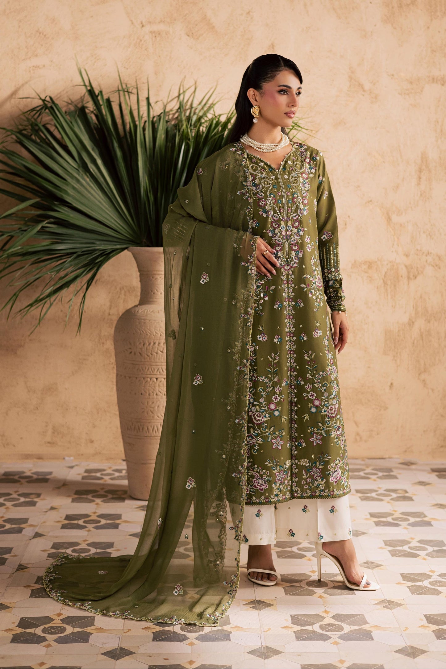 Batik | Festive Eid 26 | Meshal - Luxury Dress - available at Maria Faisal in UK and USA.