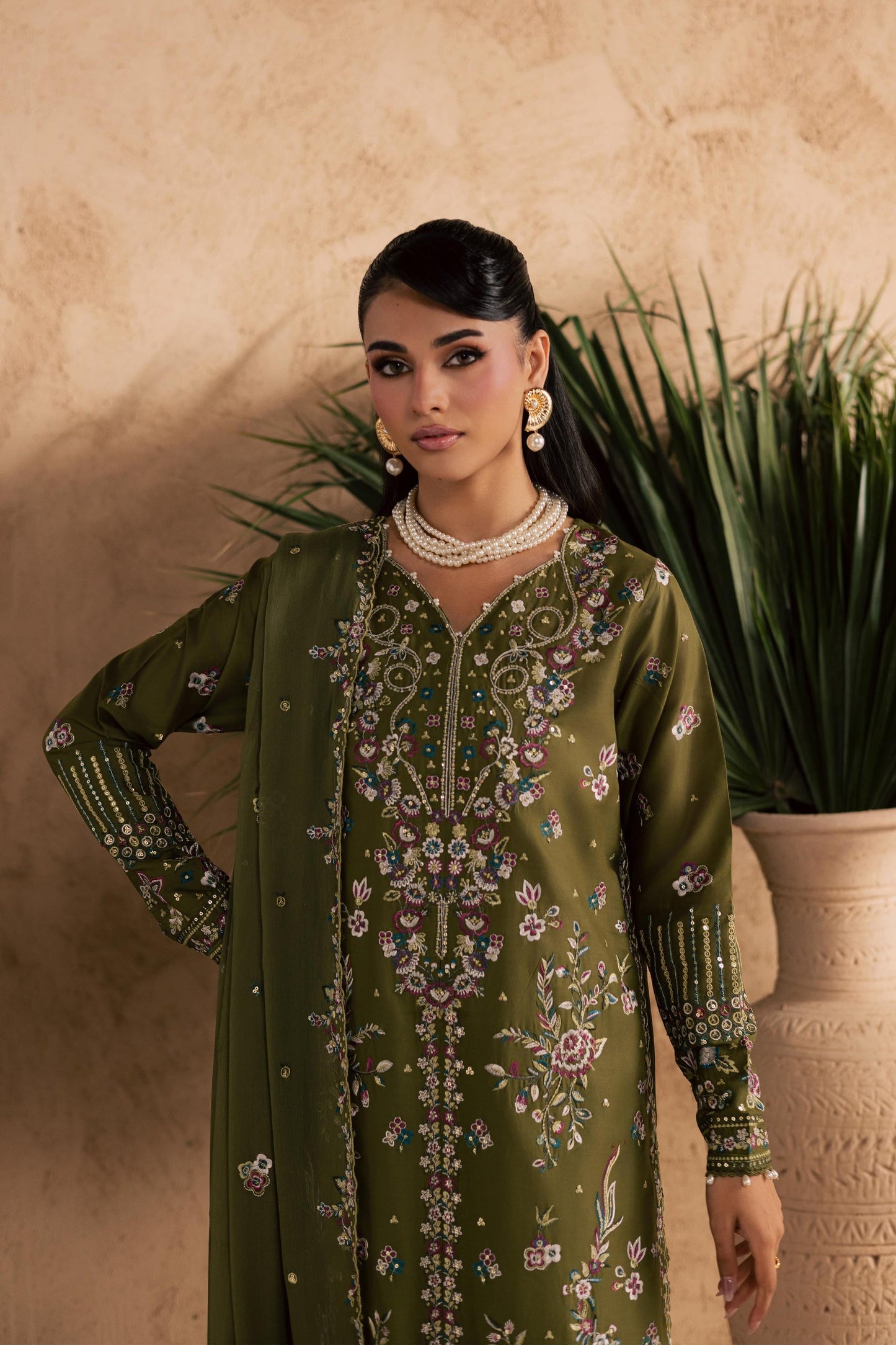 Batik | Festive Eid 26 | Meshal - Luxury Dress - available at Maria Faisal in UK and USA.