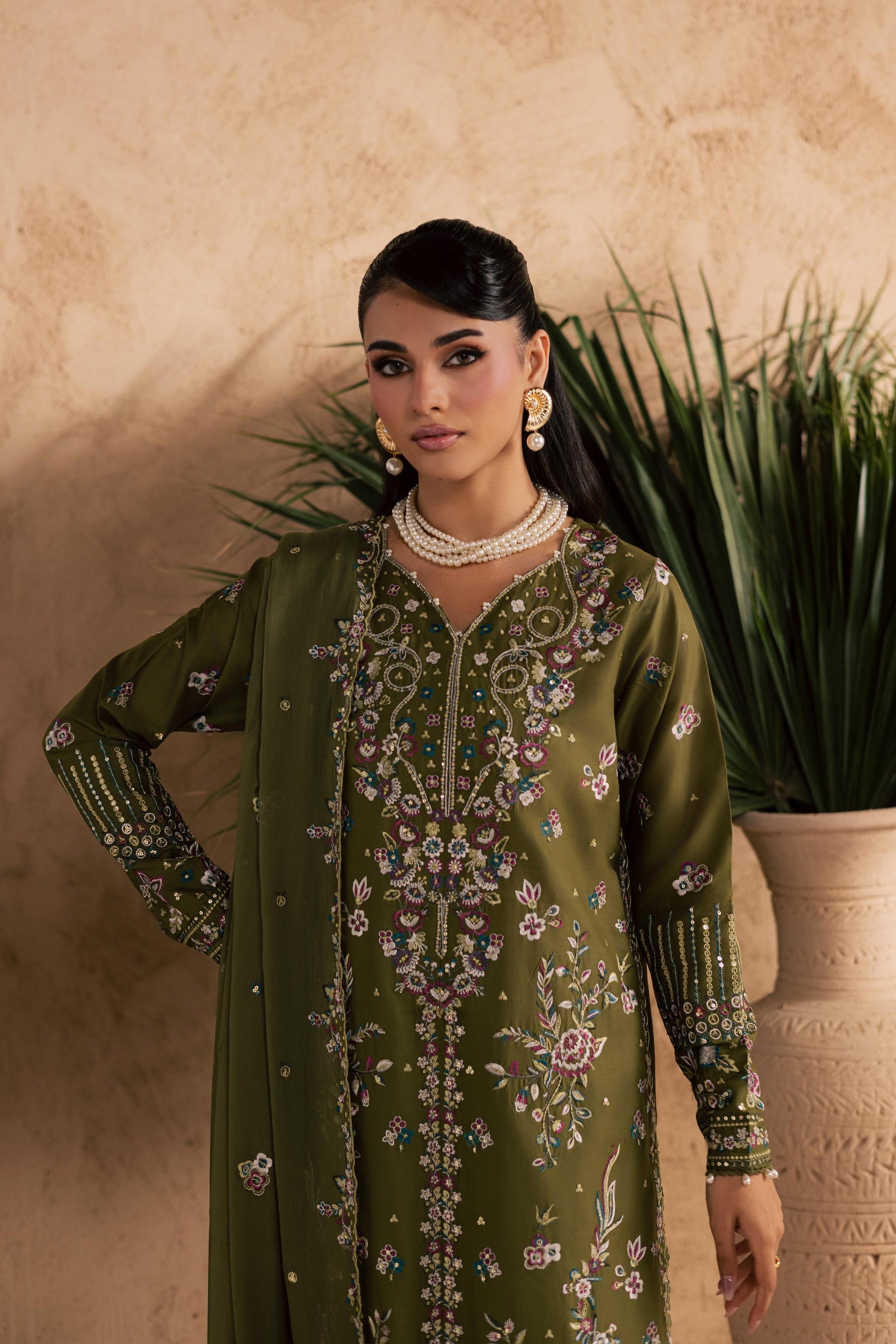 Batik | Festive Eid 26 | Meshal - Luxury Dress - available at Maria Faisal in UK and USA.