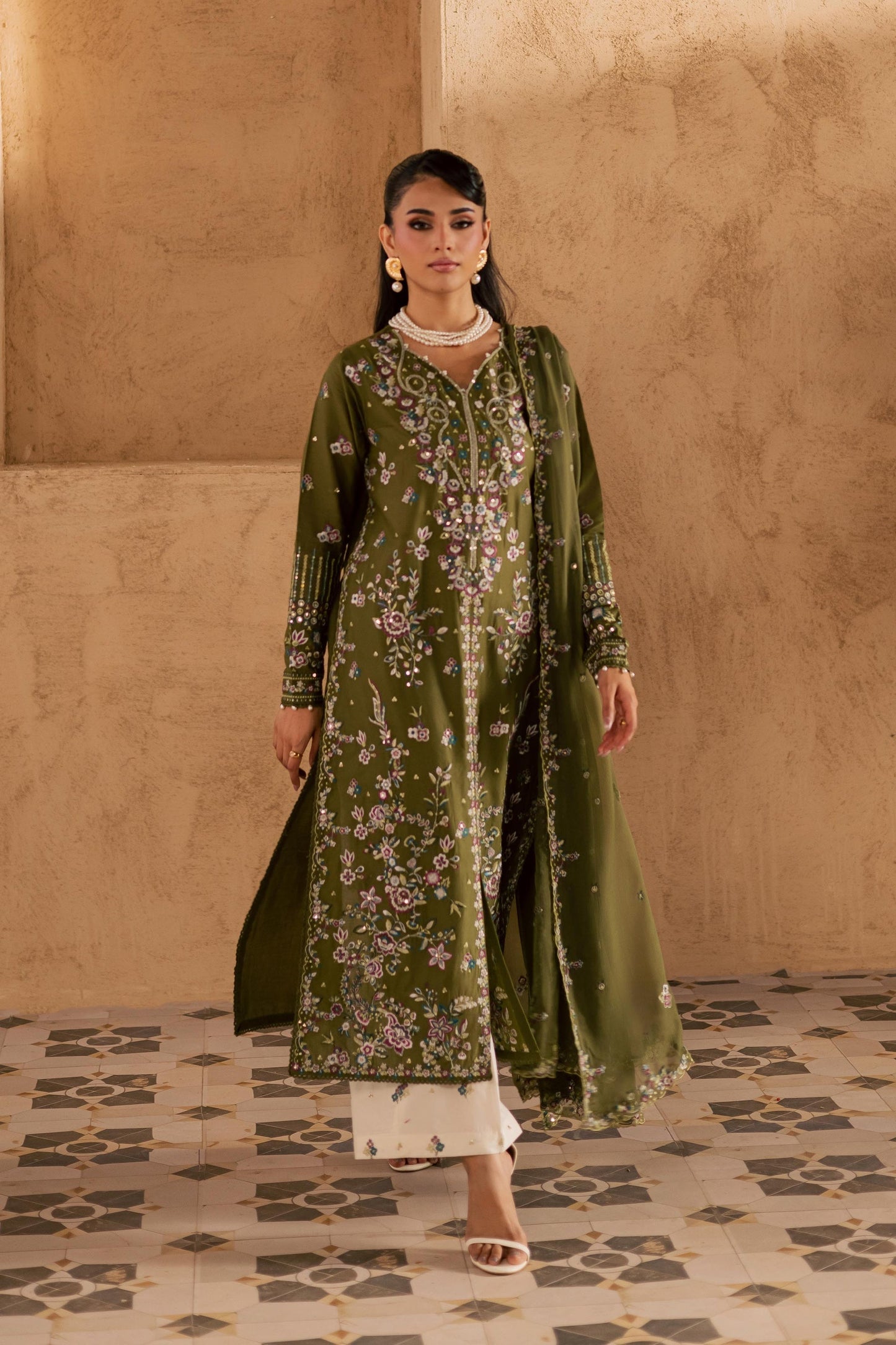 Batik | Festive Eid 26 | Meshal - Luxury Dress - available at Maria Faisal in UK and USA.