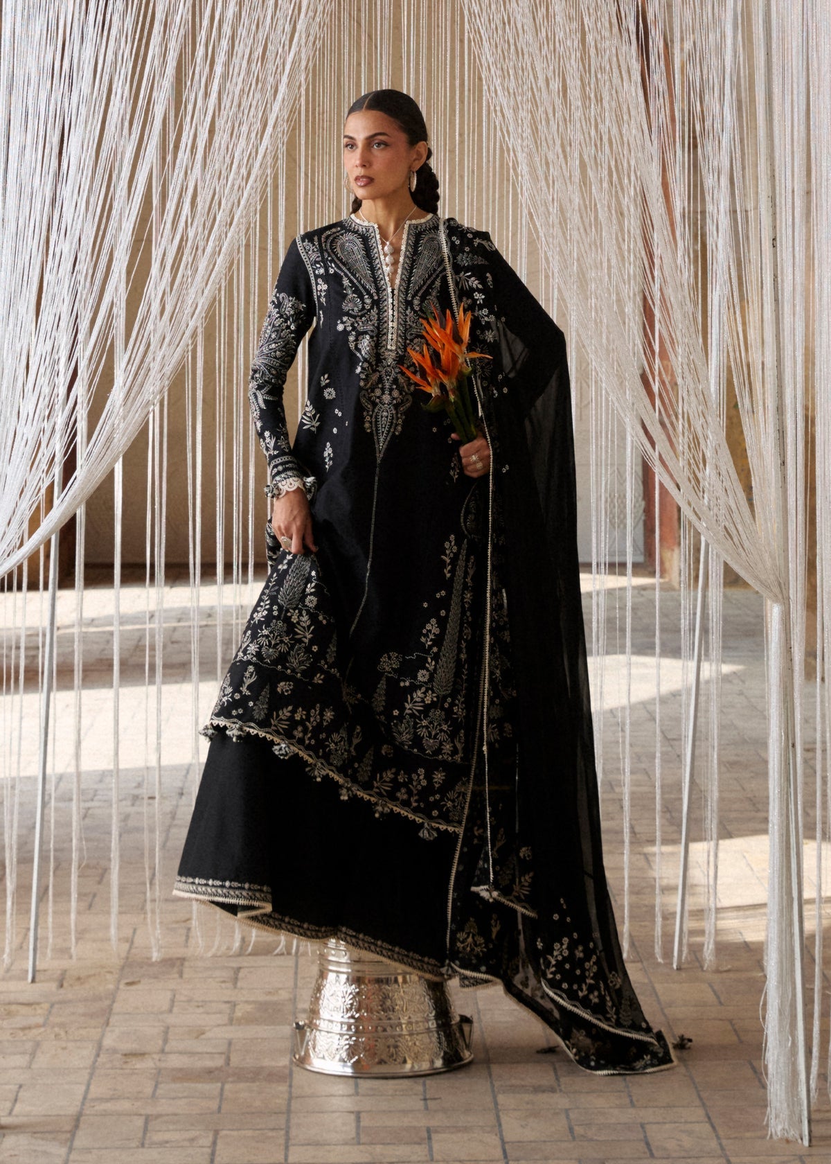 Hussain Rehar | Zan SS26 | Meshki - Luxury Dress - available at Maria Faisal in UK and USA.
