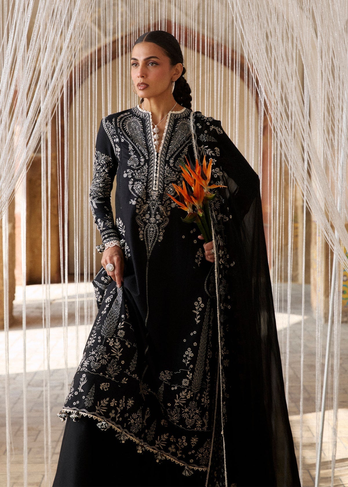 Hussain Rehar | Zan SS26 | Meshki - Luxury Dress - available at Maria Faisal in UK and USA.
