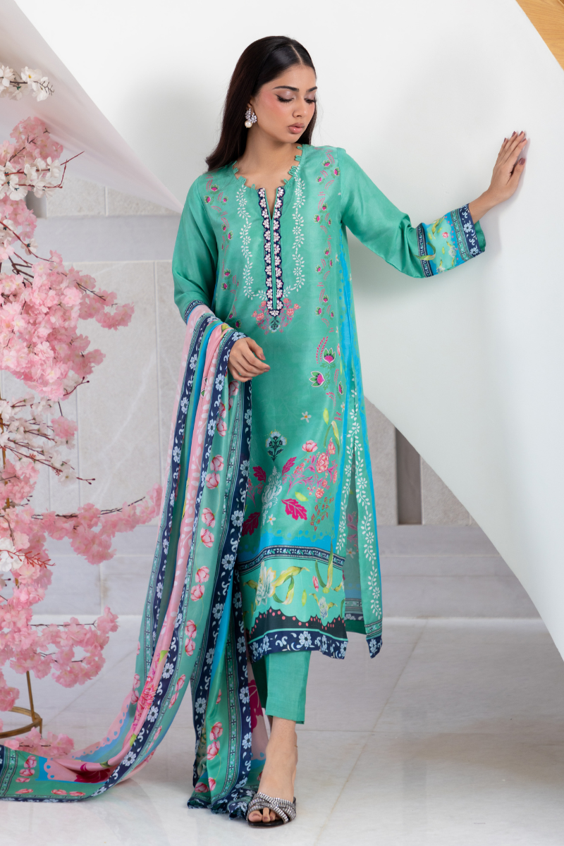 Mina Hasan | Signature Pret | Melon Bubble - Luxury Dress - available at Maria Faisal in UK and USA.