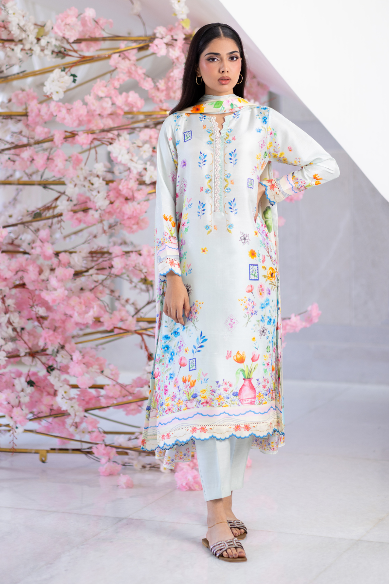 Mina Hasan | Signature Pret | Blue Lush - Luxury Dress - available at Maria Faisal in UK and USA.