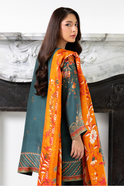 Mina Hasan | Signature Pret | Teal Green - Luxury Dress - available at Maria Faisal in UK and USA.
