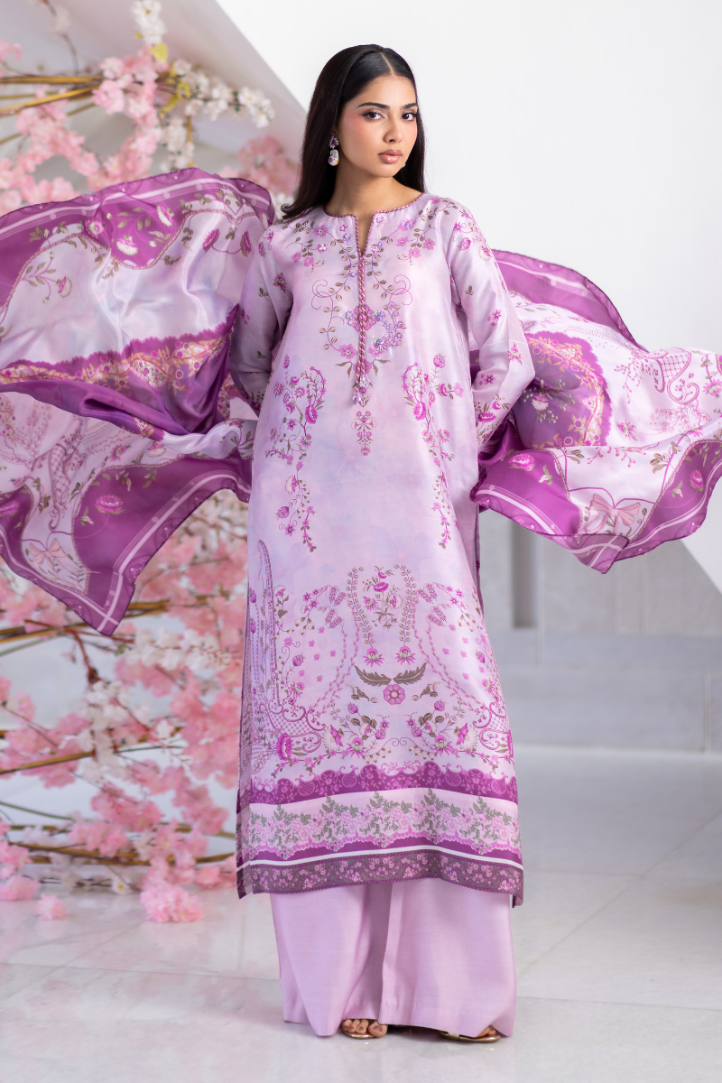 Mina Hasan | Signature Pret | Soft Mauve - Luxury Dress - available at Maria Faisal in UK and USA.