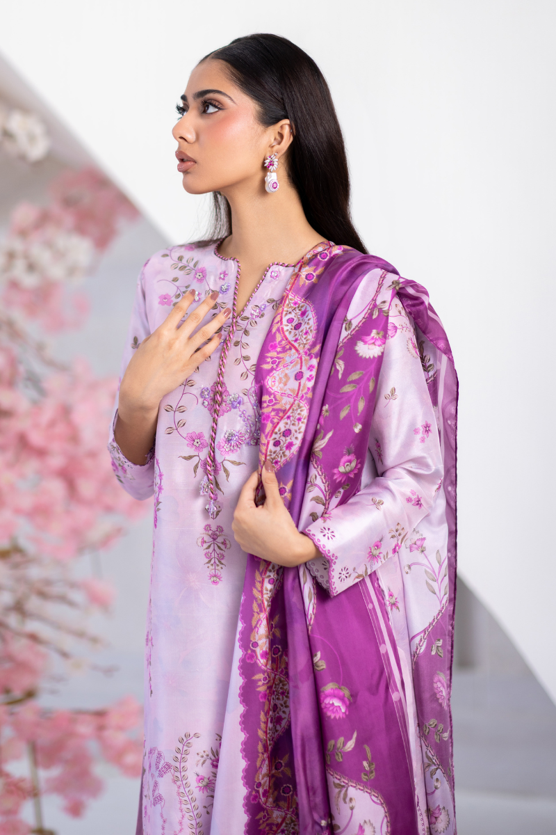 Mina Hasan | Signature Pret | Soft Mauve - Luxury Dress - available at Maria Faisal in UK and USA.