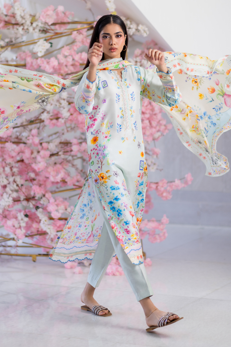 Mina Hasan | Signature Pret | Blue Lush - Luxury Dress - available at Maria Faisal in UK and USA.