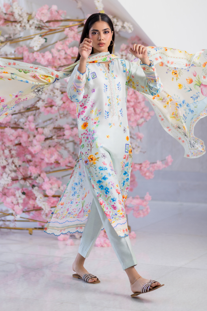 Mina Hasan | Signature Pret | Blue Lush - Luxury Dress - available at Maria Faisal in UK and USA.