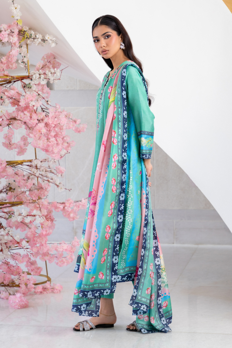 Mina Hasan | Signature Pret | Melon Bubble - Luxury Dress - available at Maria Faisal in UK and USA.