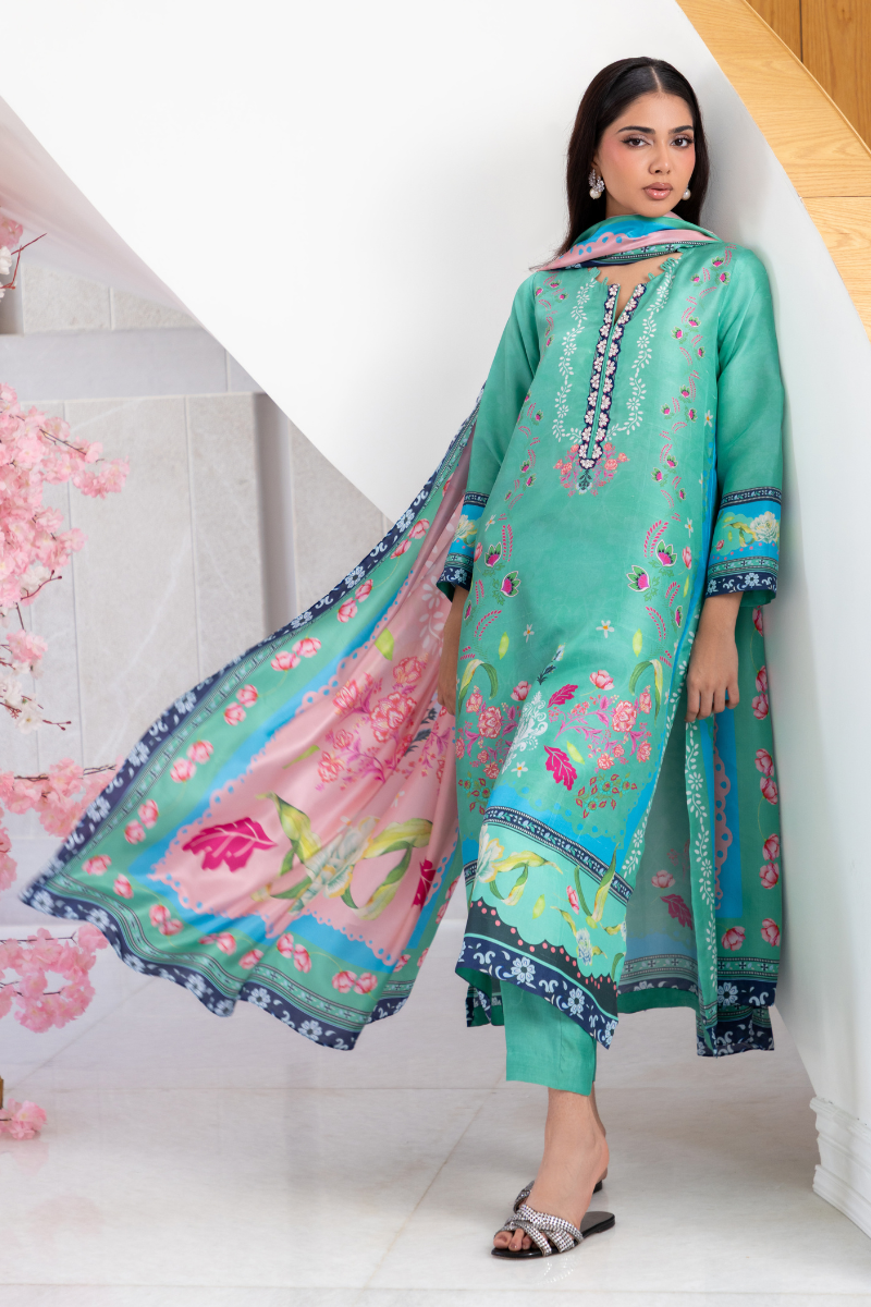 Mina Hasan | Signature Pret | Melon Bubble - Luxury Dress - available at Maria Faisal in UK and USA.