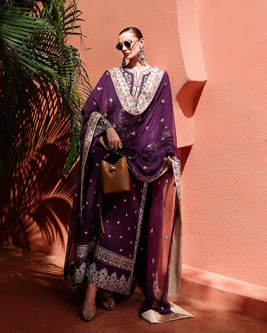 Mushq | Nuvera Raw Silk 26 | Minerva - Luxury Dress - available at Maria Faisal in UK and USA.