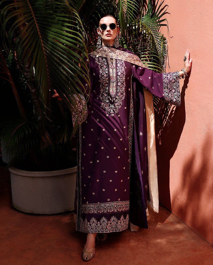 Mushq | Nuvera Raw Silk 26 | Minerva - Luxury Dress - available at Maria Faisal in UK and USA.