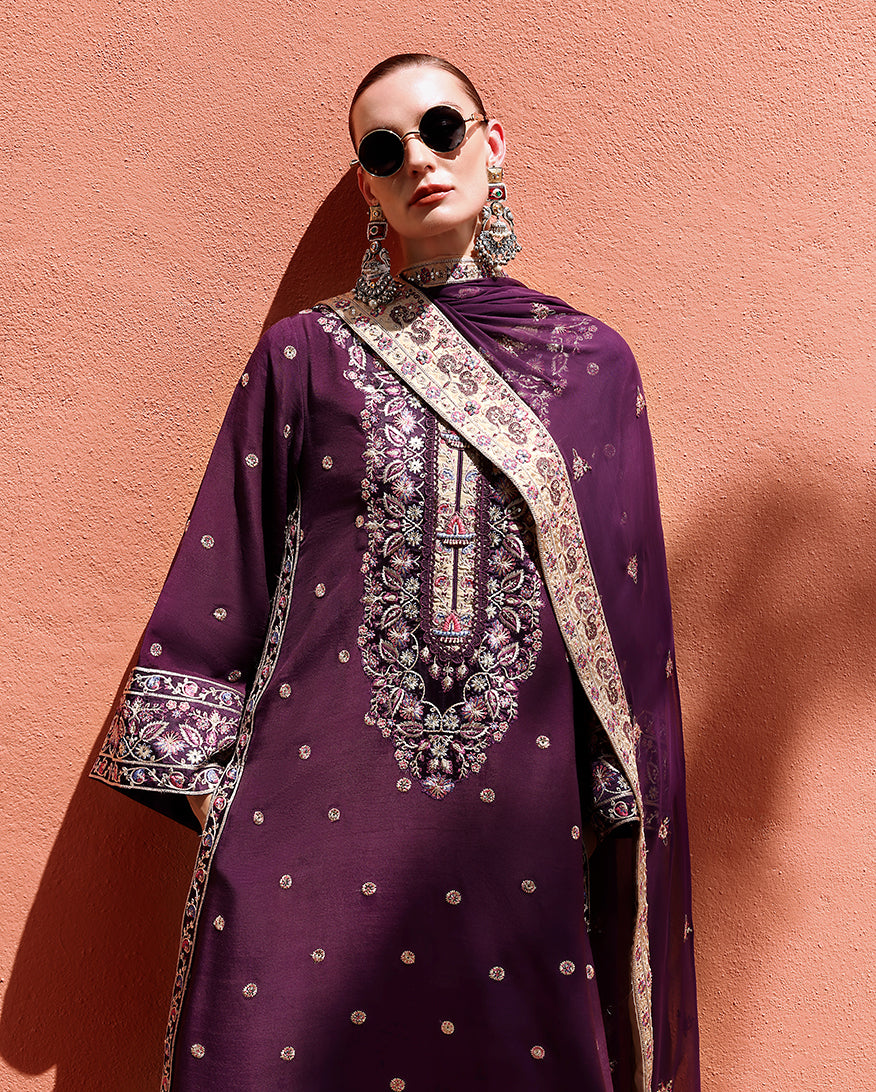 Mushq | Nuvera Raw Silk 26 | Minerva - Luxury Dress - available at Maria Faisal in UK and USA.