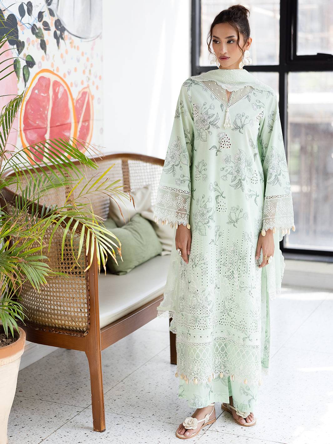 Mahnur | After Hours Luxury Lawn 25 | Mint Mirage by Maria Faisal - Registered Vendor of : Mahnur - type : Ladies Clothes - 100% original wedding dresses